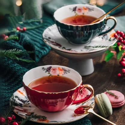 Luxury Floral Colored Tea Set