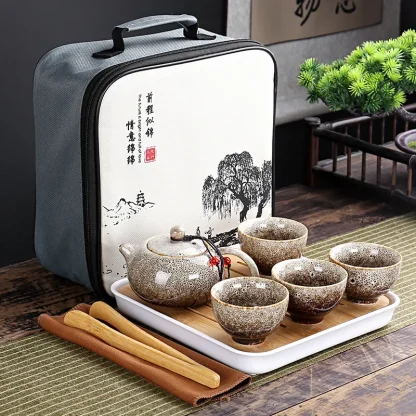 Portable Vintage-style Tea Set - Image 2