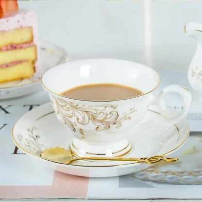 Elegant Gold-like Accent Tea Set - Image 4