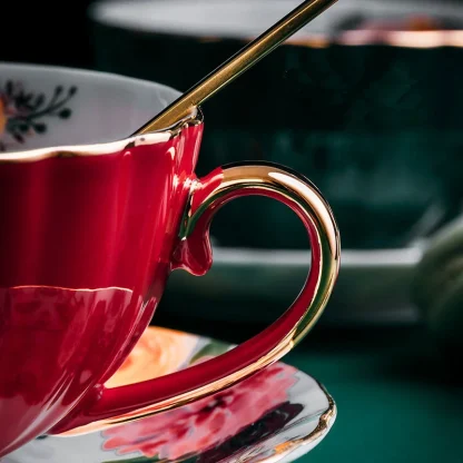 Luxury Floral Colored Tea Set - Image 3