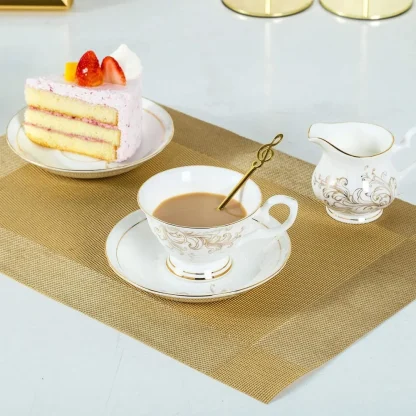 Elegant Gold-like Accent Tea Set - Image 3