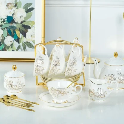 Elegant Gold-like Accent Tea Set - Image 2