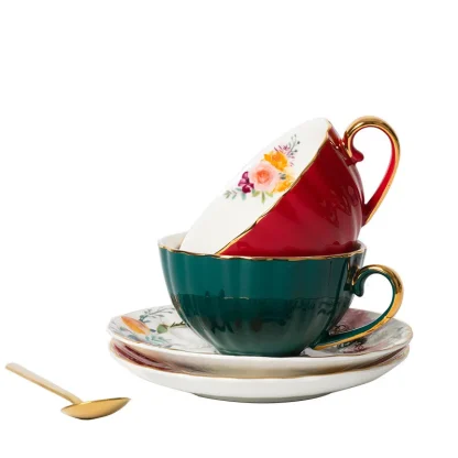 Luxury Floral Colored Tea Set - Image 5