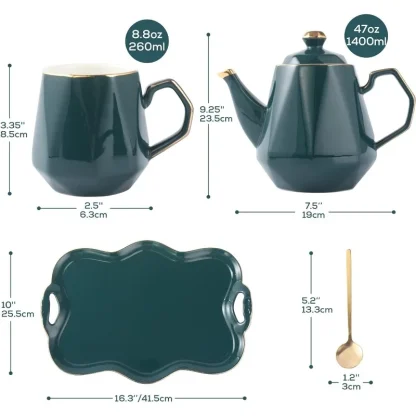 Geometrical Sleek Glossy Tea Set - Image 4