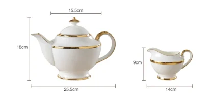 Gold-like Accent White Tea Set - Image 2