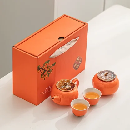 Orange Handleless Tea Set - Image 5