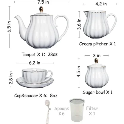 Scalloped Embossed Tea Set - Image 7
