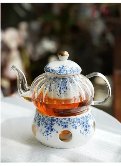 Luxury Blue Floral Tea Set - Image 6