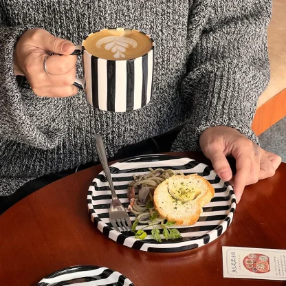 Modern Vertical Striped Tea Set - Image 2