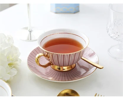 Striped Gold-like Accent Tea Set - Image 6