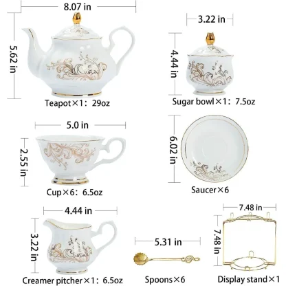 Elegant Gold-like Accent Tea Set - Image 6