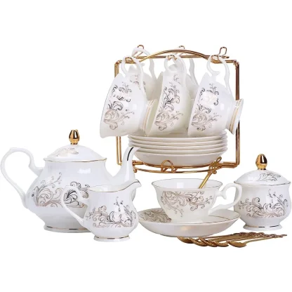 Elegant Gold-like Accent Tea Set - Image 5