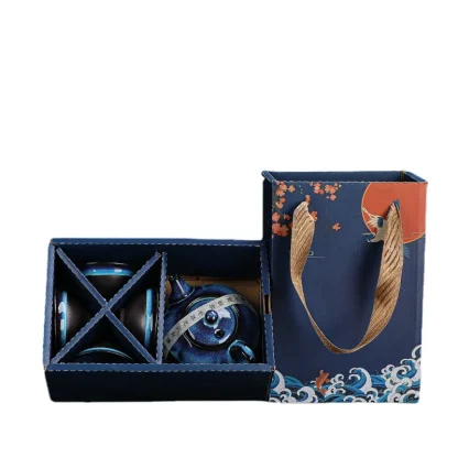 Luxury Blue Print Tea Set - Image 6