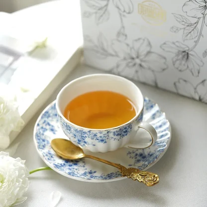 Luxury Blue Floral Tea Set - Image 3